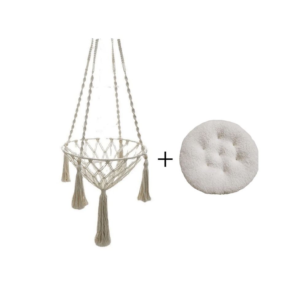 Hand Woven Cotton Rope Cat Hammock Hanging Pet Swing Basket For Indoor Use 14