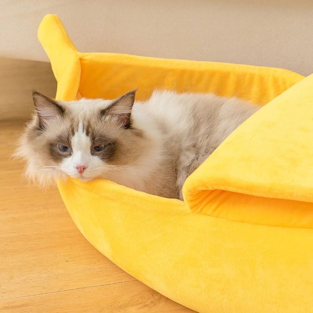 Winter Banana Cat Bed Cute Cozy Pet House Warm Portable Cat And Dog Cushion 2