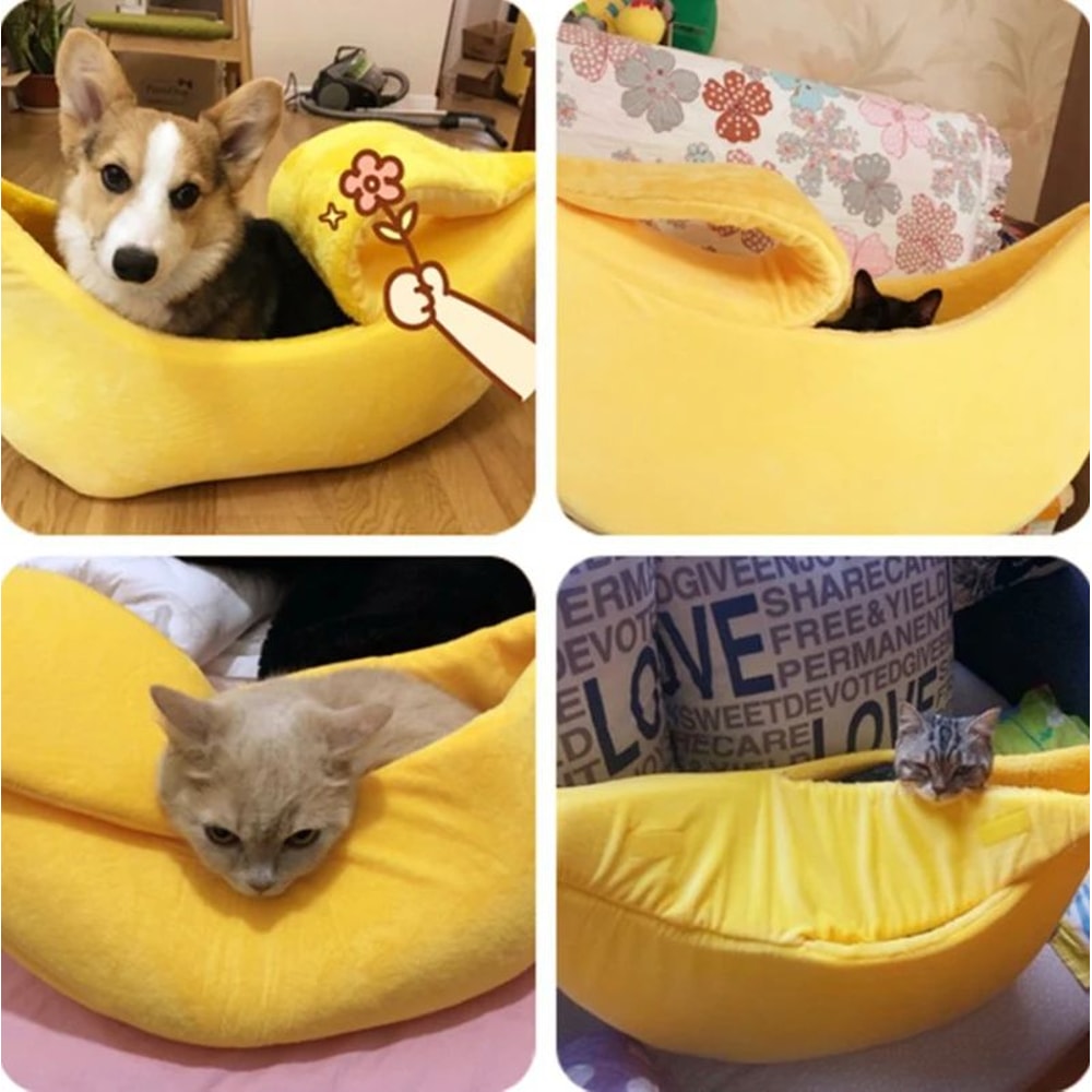 Winter Banana Cat Bed Cute Cozy Pet House Warm Portable Cat And Dog Cushion 10