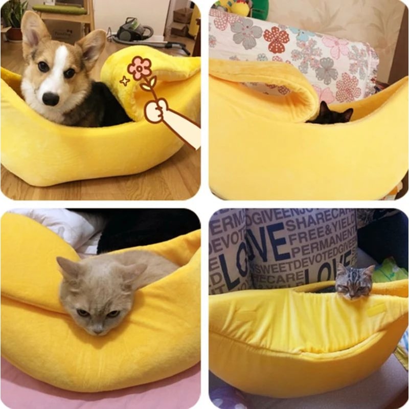 Winter Banana Cat Bed Cute Cozy Pet House Warm Portable Cat And Dog Cushion 10
