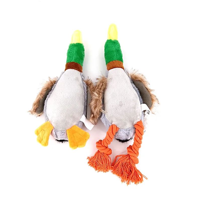Plush Duck Dog Toy Squeaky Chew Toy With Rope For Teeth Cleaning 5