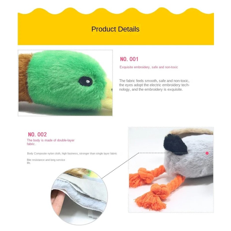 Plush Duck Dog Toy Squeaky Chew Toy With Rope For Teeth Cleaning 8