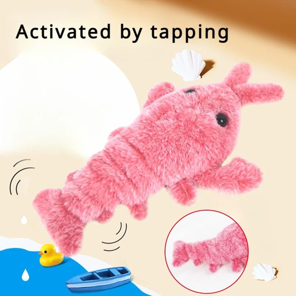 Electric Lobster Cat Toy USB Rechargeable Jumping Shrimp Plush Interactive Pet Toy 1