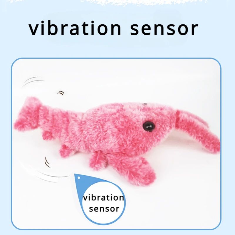 Electric Lobster Cat Toy USB Rechargeable Jumping Shrimp Plush Interactive Pet Toy 2