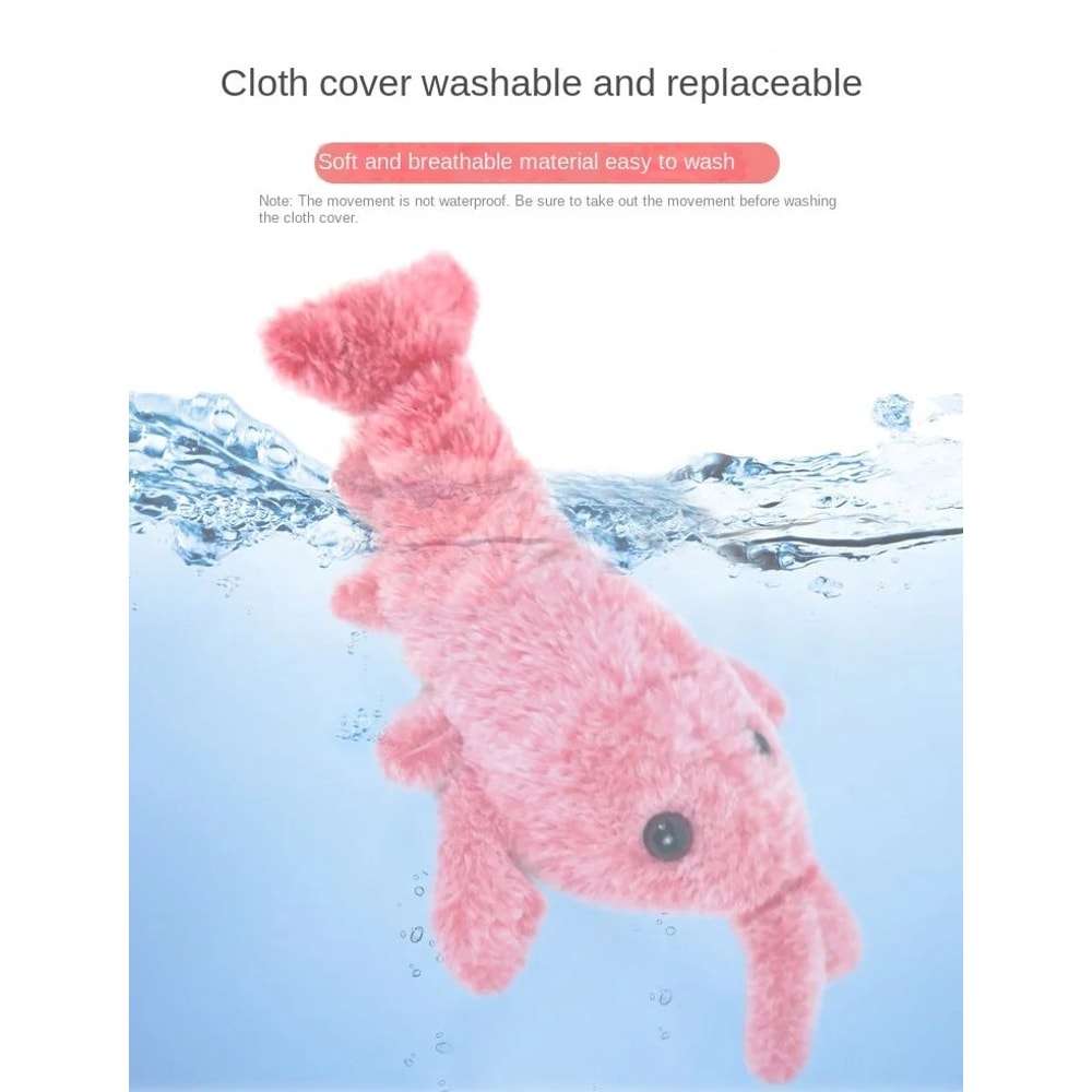 Electric Lobster Cat Toy USB Rechargeable Jumping Shrimp Plush Interactive Pet Toy 6