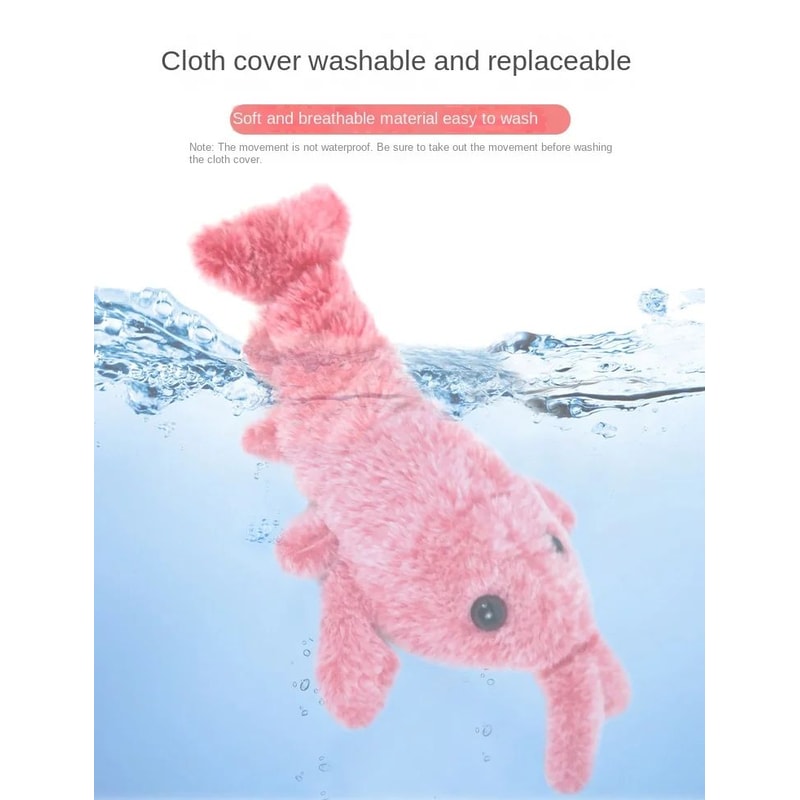 Electric Lobster Cat Toy USB Rechargeable Jumping Shrimp Plush Interactive Pet Toy 6