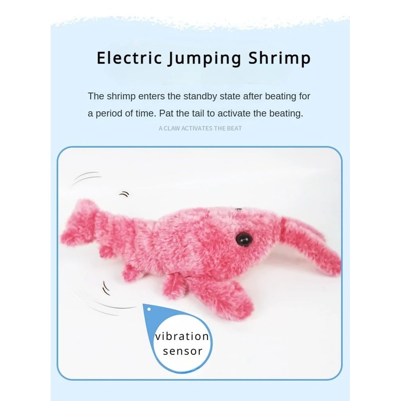 Electric Lobster Cat Toy USB Rechargeable Jumping Shrimp Plush Interactive Pet Toy 8
