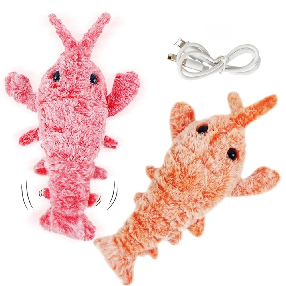 Electric Lobster Cat Toy USB Rechargeable Jumping Shrimp Plush Interactive Pet Toy 11