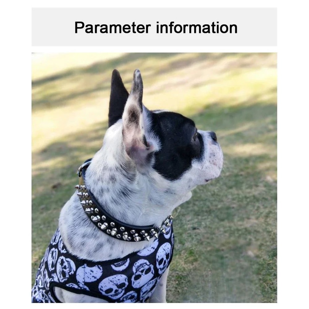Adjustable PU Leather Spiked Dog Collar Punk Rivet Neck Strap For Small Dogs And Cats 6