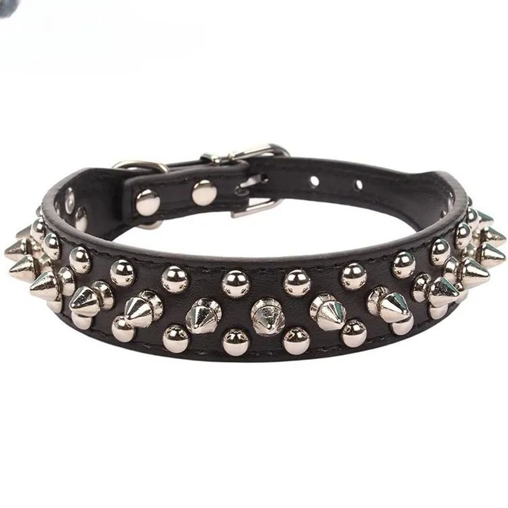 Adjustable PU Leather Spiked Dog Collar Punk Rivet Neck Strap For Small Dogs And Cats 13