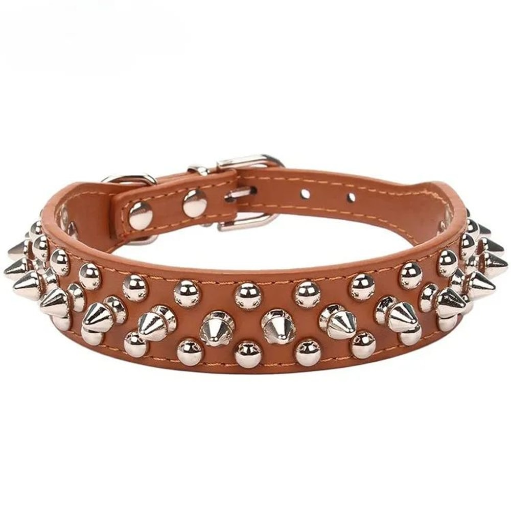 Adjustable PU Leather Spiked Dog Collar Punk Rivet Neck Strap For Small Dogs And Cats 14