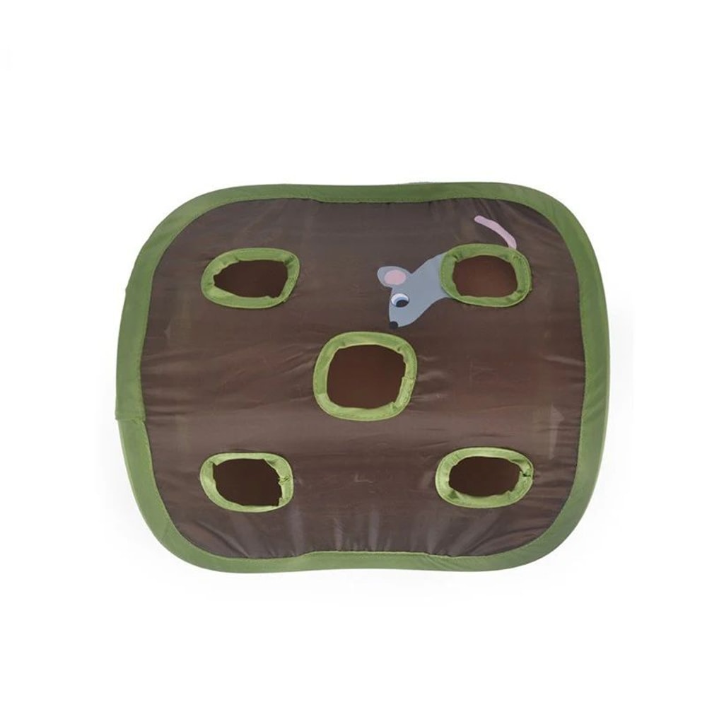 Folding Nine Hole Cat Tunnel Toy With Plush Mouse And Grab Ball 1