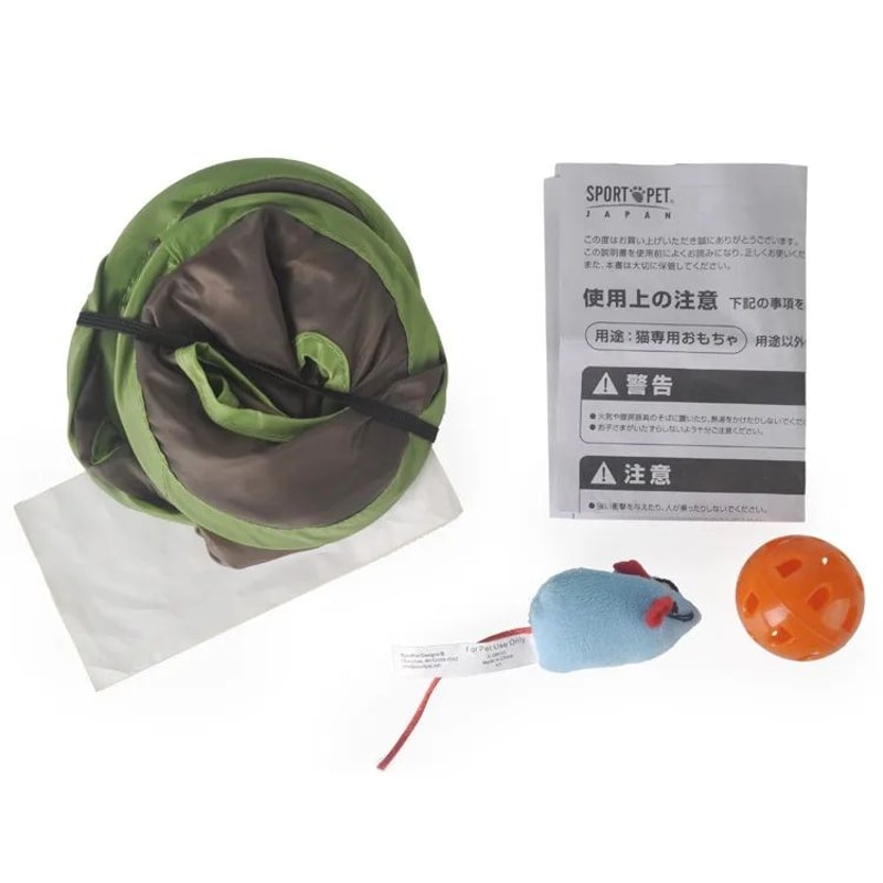 Folding Nine Hole Cat Tunnel Toy With Plush Mouse And Grab Ball 2