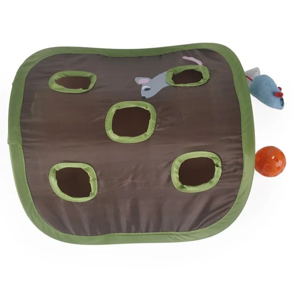 Folding Nine Hole Cat Tunnel Toy With Plush Mouse And Grab Ball 5