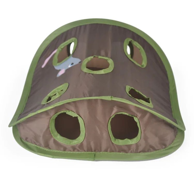 Folding Nine Hole Cat Tunnel Toy With Plush Mouse And Grab Ball 8