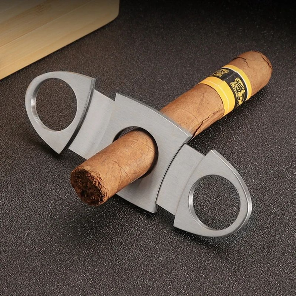 Stainless Steel Cigar Cutter Manual Sharp Double Blade Cigarette Scissors 0