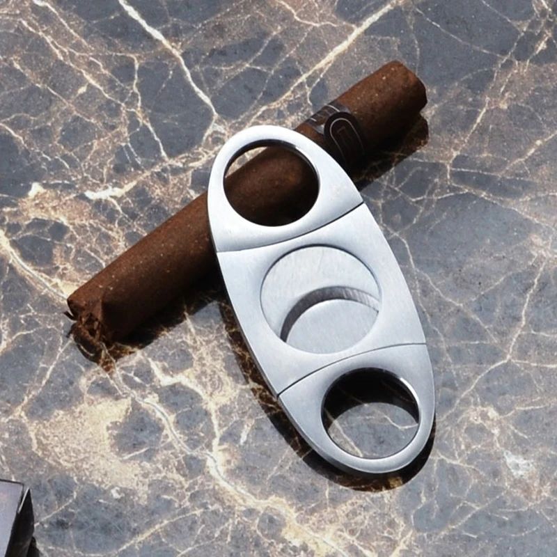 Stainless Steel Cigar Cutter Manual Sharp Double Blade Cigarette Scissors 2