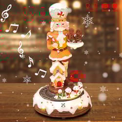 christmas gingerbread nutcracker figurine with led light and rotating train decor