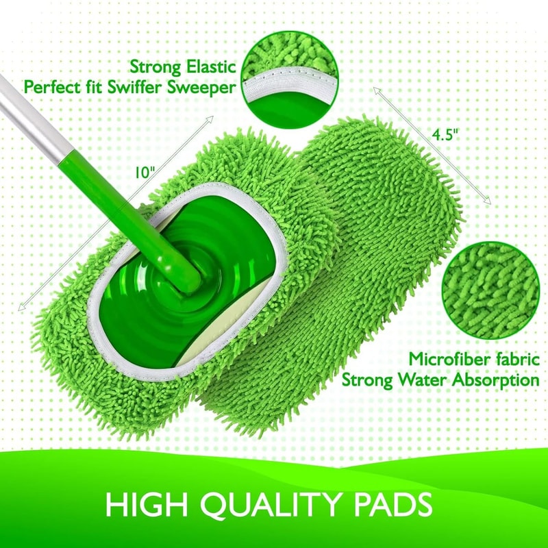 Reusable Microfiber Mop Pads Dry And Wet Sweeping Cloths Compatible With Swiffer Sweeper 1