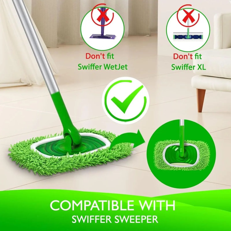 Reusable Microfiber Mop Pads Dry And Wet Sweeping Cloths Compatible With Swiffer Sweeper 2