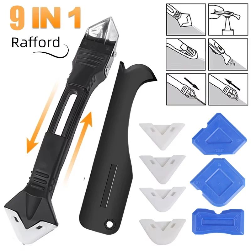 5 In 1 Metal Shovel Glue Tool Kit Silicone Spatula Caulk Remover And Sealant Finishing Tool 12