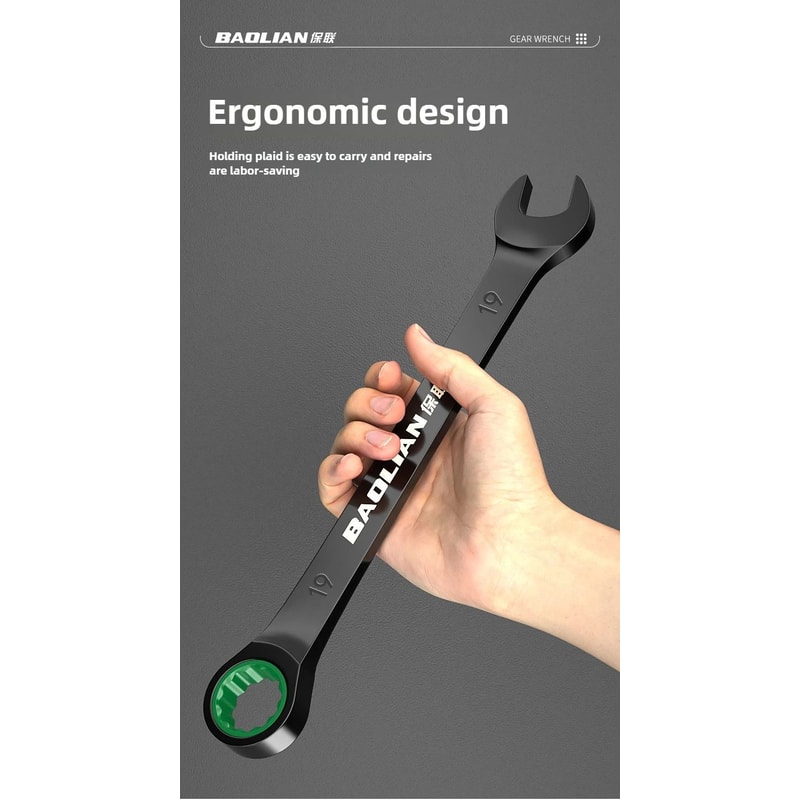 BAOLIAN Dual Directional Fast Plum Blossom Ratchet Wrench IndustrialGrade DualUse Opening Tool 13