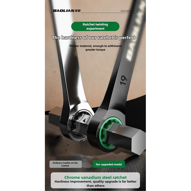 BAOLIAN Dual Directional Fast Plum Blossom Ratchet Wrench IndustrialGrade DualUse Opening Tool 7