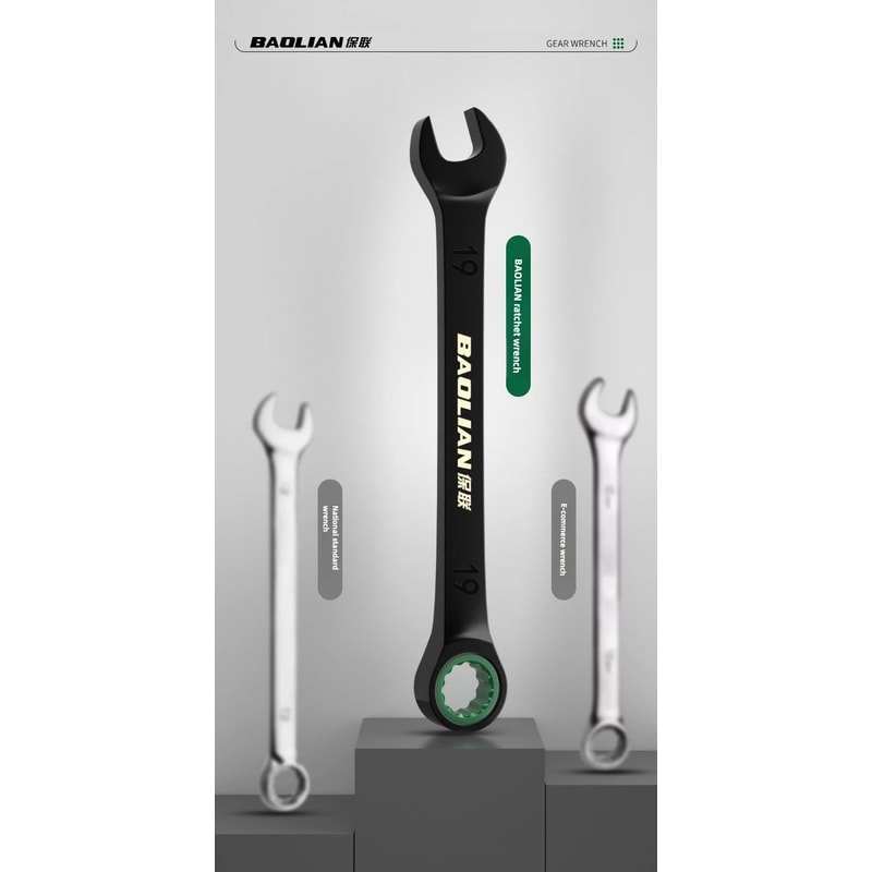 BAOLIAN Dual Directional Fast Plum Blossom Ratchet Wrench IndustrialGrade DualUse Opening Tool 8