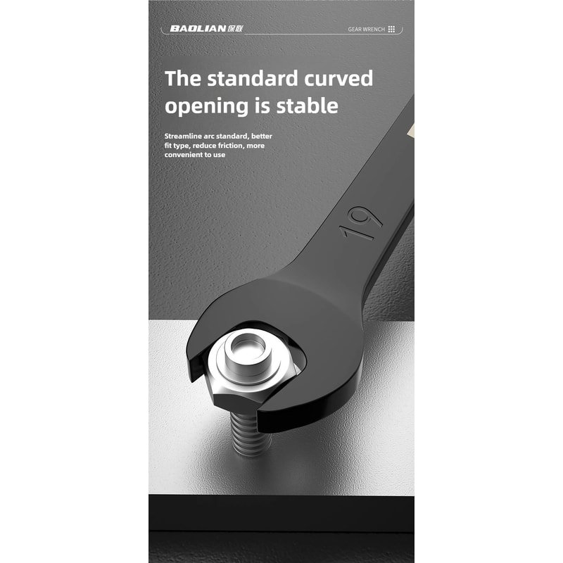 BAOLIAN Dual Directional Fast Plum Blossom Ratchet Wrench IndustrialGrade DualUse Opening Tool 9