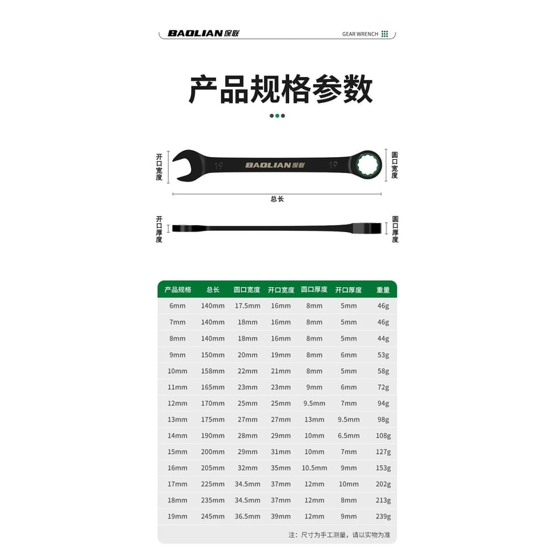 BAOLIAN Dual Directional Fast Plum Blossom Ratchet Wrench IndustrialGrade DualUse Opening Tool 15