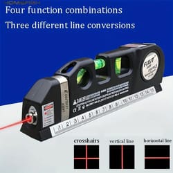 multipurpose laser level line tool – cross line laser with 8 ft measuring tape & standard level kit