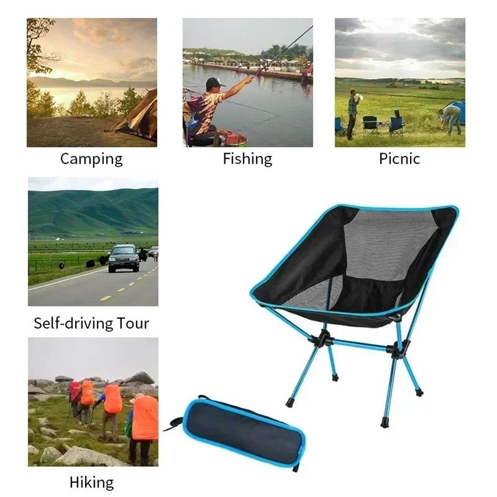 Outdoor Portable Folding Chair Lightweight Beach BBQ Travel Hiking Seat For Easy Carry Convenienc 3