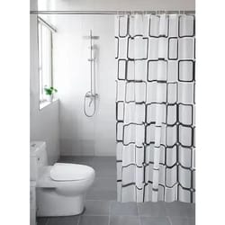 waterproof bathroom shower curtain – modern geometric plaid pattern, translucent decorative curtain