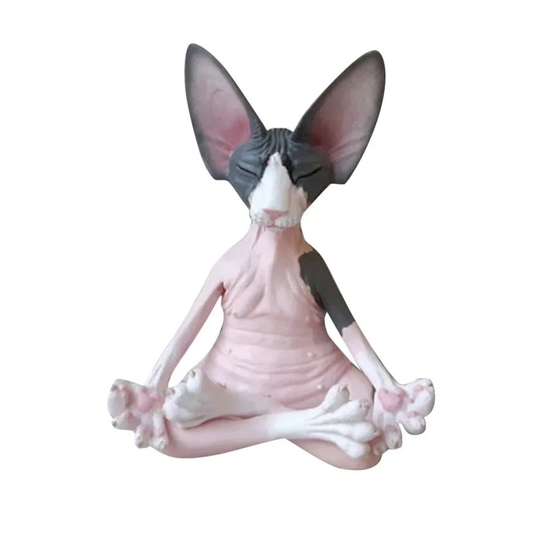 Whimsical Sphynx Buddha Cat Figurine Meditation Yoga Happy Cat Sculpture For Home Garden Decor 8