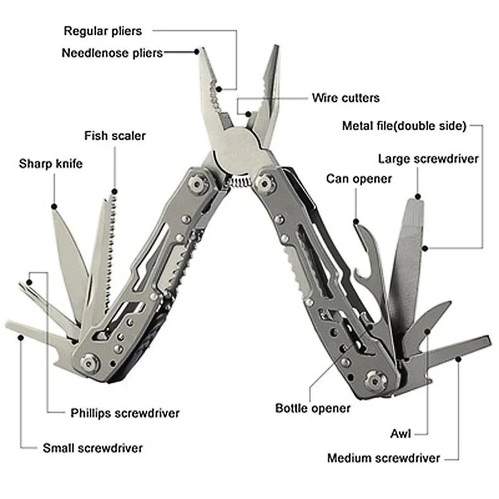 15in1 MultiTool Folding Pliers Creative Outdoor Camping Survival Tool With Nylon Carry Bag 4