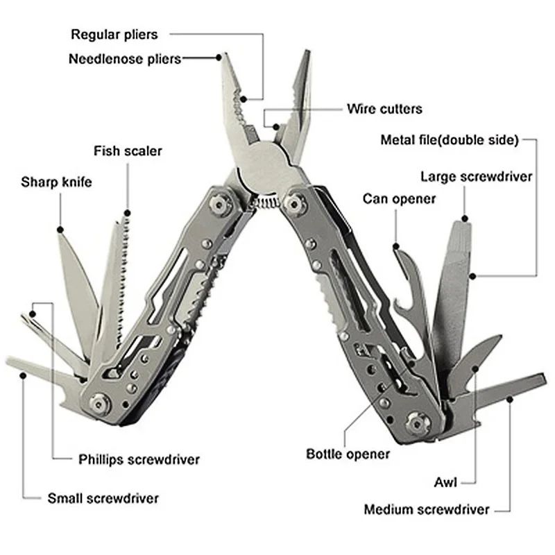 15in1 MultiTool Folding Pliers Creative Outdoor Camping Survival Tool With Nylon Carry Bag 4