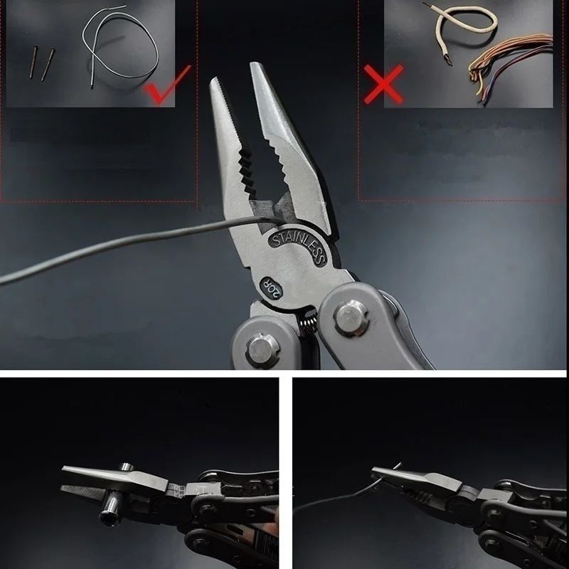 15in1 MultiTool Folding Pliers Creative Outdoor Camping Survival Tool With Nylon Carry Bag 9