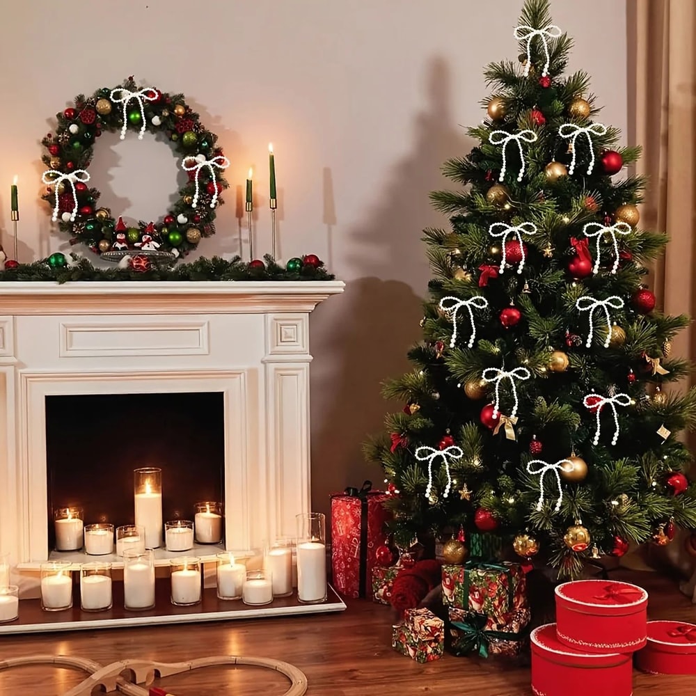 12Piece Elegant Christmas Tree Bow Set Twist Tie Bows For Wreaths Gift Wrapping Holiday Decoratio 5
