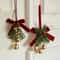 Christmas Hanging Decor Set Velvet Bows Jingle Bells Pinecone Ornaments For Trees Fireplaces Hol 0