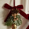 Christmas Hanging Decor Set Velvet Bows Jingle Bells Pinecone Ornaments For Trees Fireplaces Hol 1