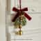 Christmas Hanging Decor Set Velvet Bows Jingle Bells Pinecone Ornaments For Trees Fireplaces Hol 5