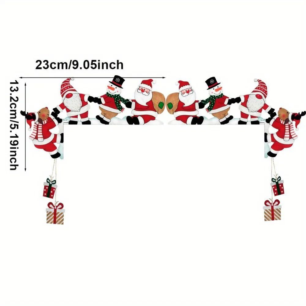 2D Wooden Christmas Door Frame Decorations Santa Snowman Reindeer Hanging Holiday Ornaments 1