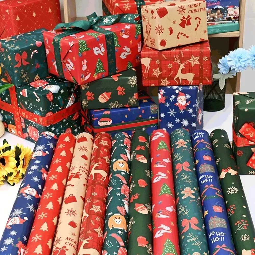 ExtraLong Christmas Wrapping Paper Sheets 70 49 Cm Gift Wrap Sets For Holiday Gifts Party Decorat 0