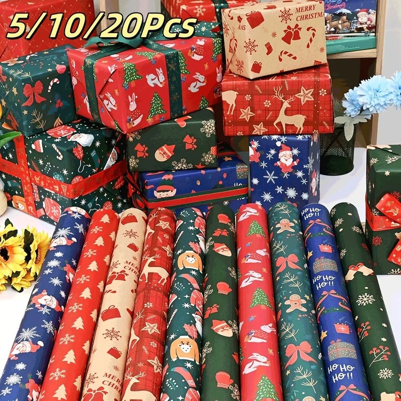 ExtraLong Christmas Wrapping Paper Sheets 70 49 Cm Gift Wrap Sets For Holiday Gifts Party Decorat 6