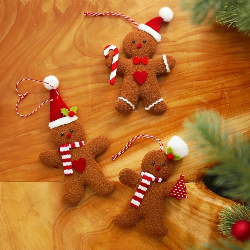 3Piece Christmas Gingerbread Man Hanging Ornaments Festive Tree Pendants For Holiday Decor New Ye 2