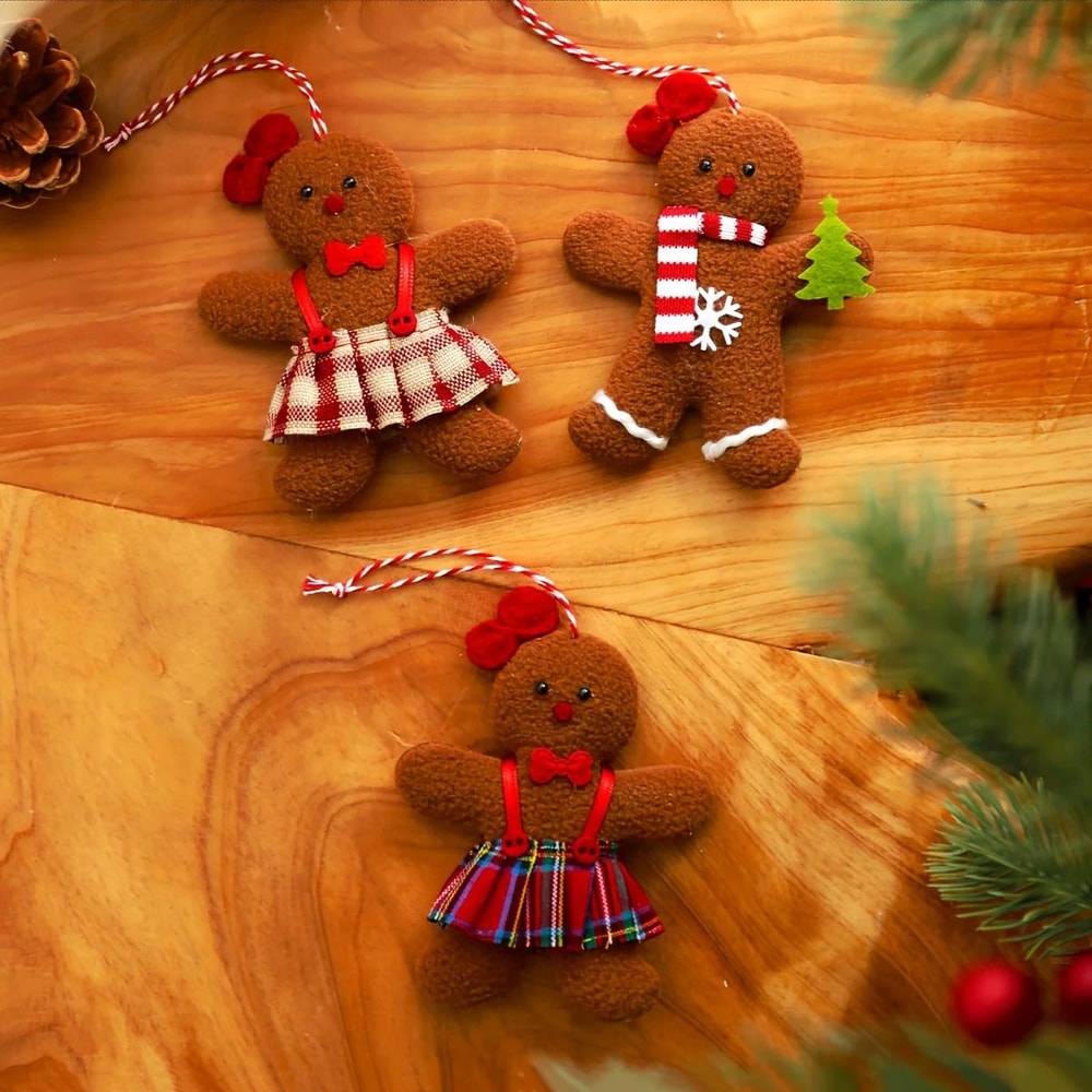 3Piece Christmas Gingerbread Man Hanging Ornaments Festive Tree Pendants For Holiday Decor New Ye 5
