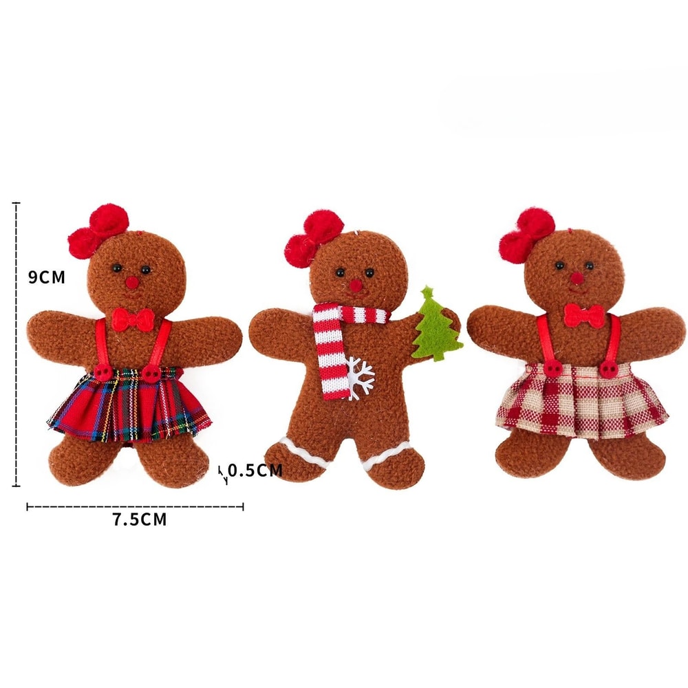 3Piece Christmas Gingerbread Man Hanging Ornaments Festive Tree Pendants For Holiday Decor New Ye 6