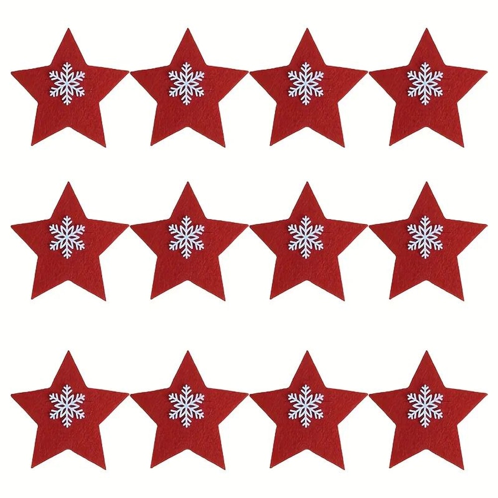 12Piece Christmas Star Placemat Set Snowflake Knife Fork Holders For Holiday Table Decorations P 5