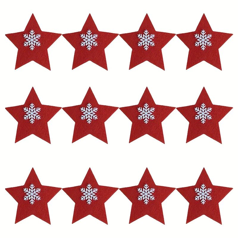 12Piece Christmas Star Placemat Set Snowflake Knife Fork Holders For Holiday Table Decorations P 5