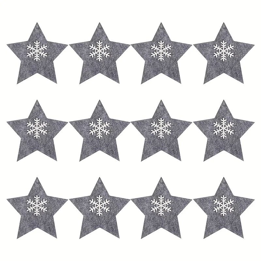 12Piece Christmas Star Placemat Set Snowflake Knife Fork Holders For Holiday Table Decorations P 6